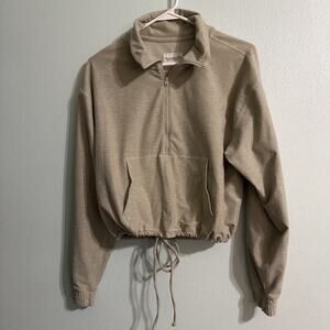 Abercrombie & Fitch Soft AF Ivory quarter zip cropped sweater small